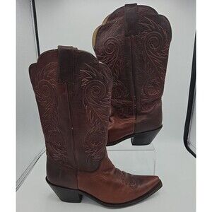 Justin Hobart Women’s Leather Cowboy Boots Size 7B Pointed Toe L4373 EUC
